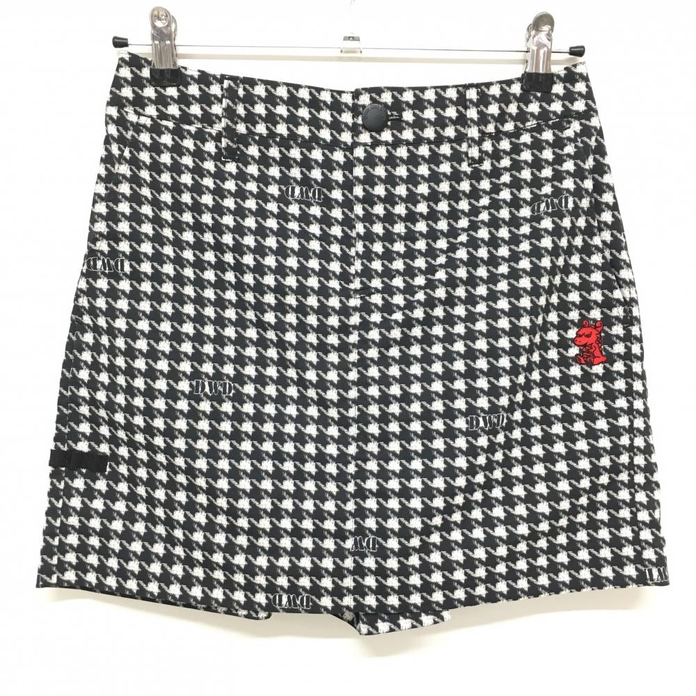 【超美品】ダンスウィズドラゴン キュロットスカート 黒×白 千鳥格子 チビドラ  レディース 1(S) ゴルフウェア Dance With Dragon