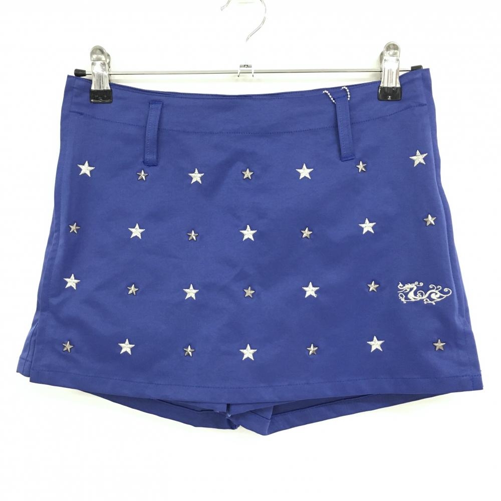 【新品】ダンスウィズドラゴン キュロットスカート ブルー×シルバー 星 刺しゅう レディース 1(S) ゴルフウェア Dance With Dragon