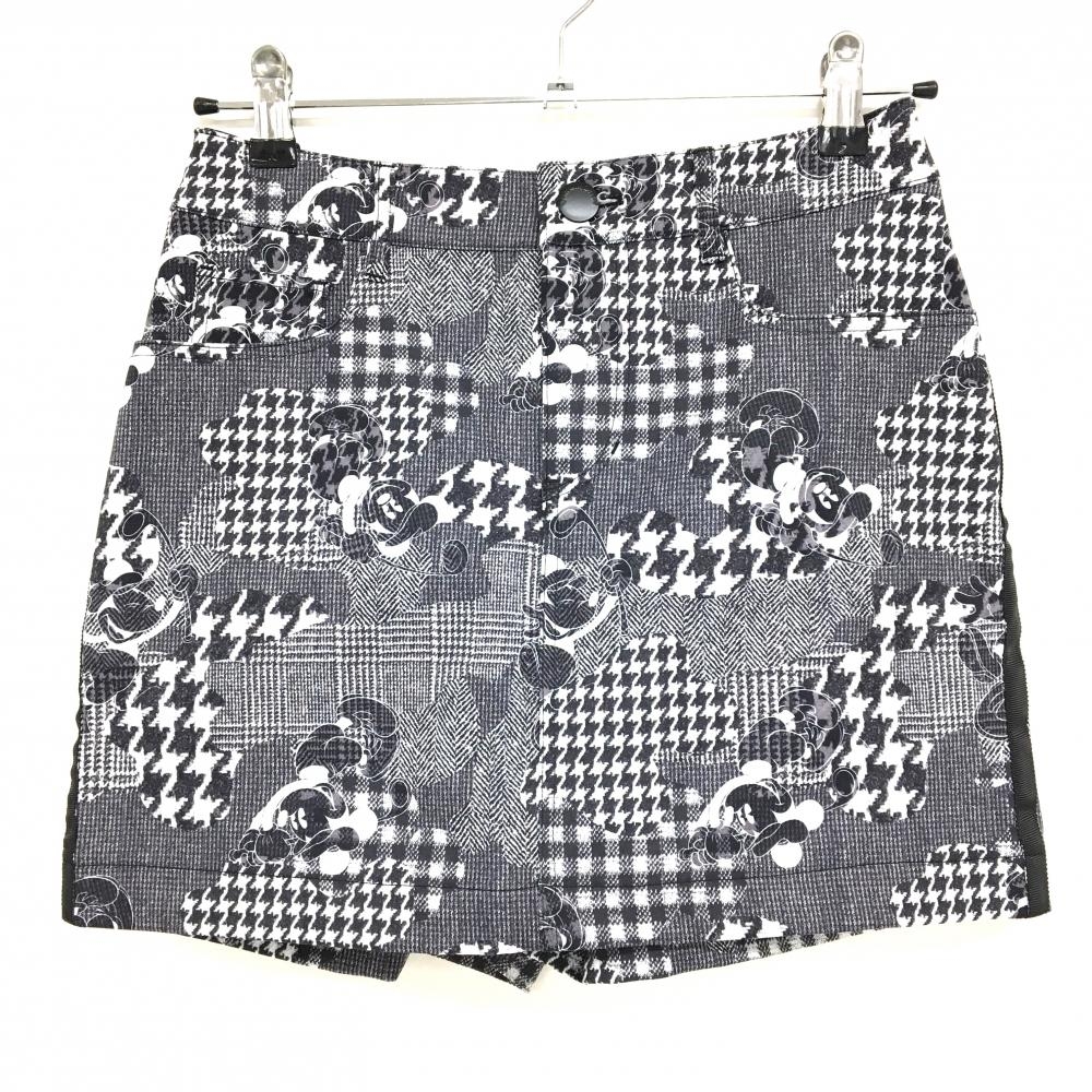【超美品】ダンスウィズドラゴン×Disney キュロットスカート グレー×白 ミッキー総柄 レディース 1(S) ゴルフウェア Dance With Dragon