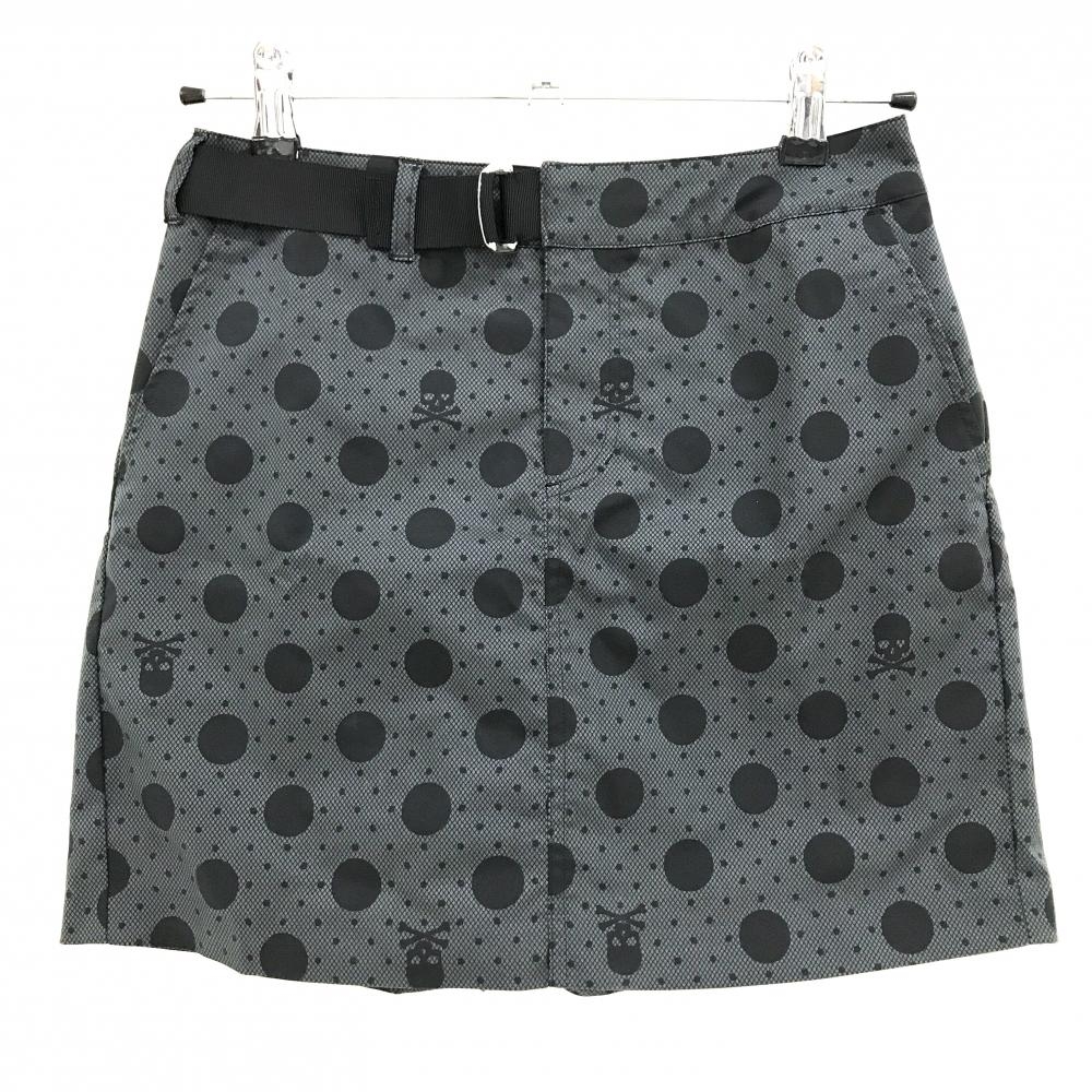 【超美品】ダンスウィズドラゴン キュロットスカート グレー×黒 ドット スカル レディース 1(S) ゴルフウェア Dance With Dragon