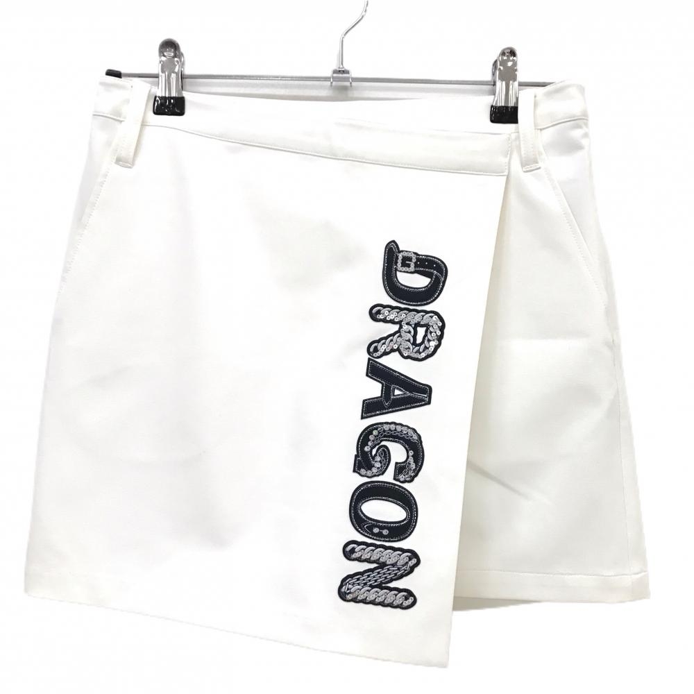 ダンスウィズドラゴン キュロットスカート 白 ストレッチ フロントロゴ レディース 1(S) ゴルフウェア Dance With Dragon