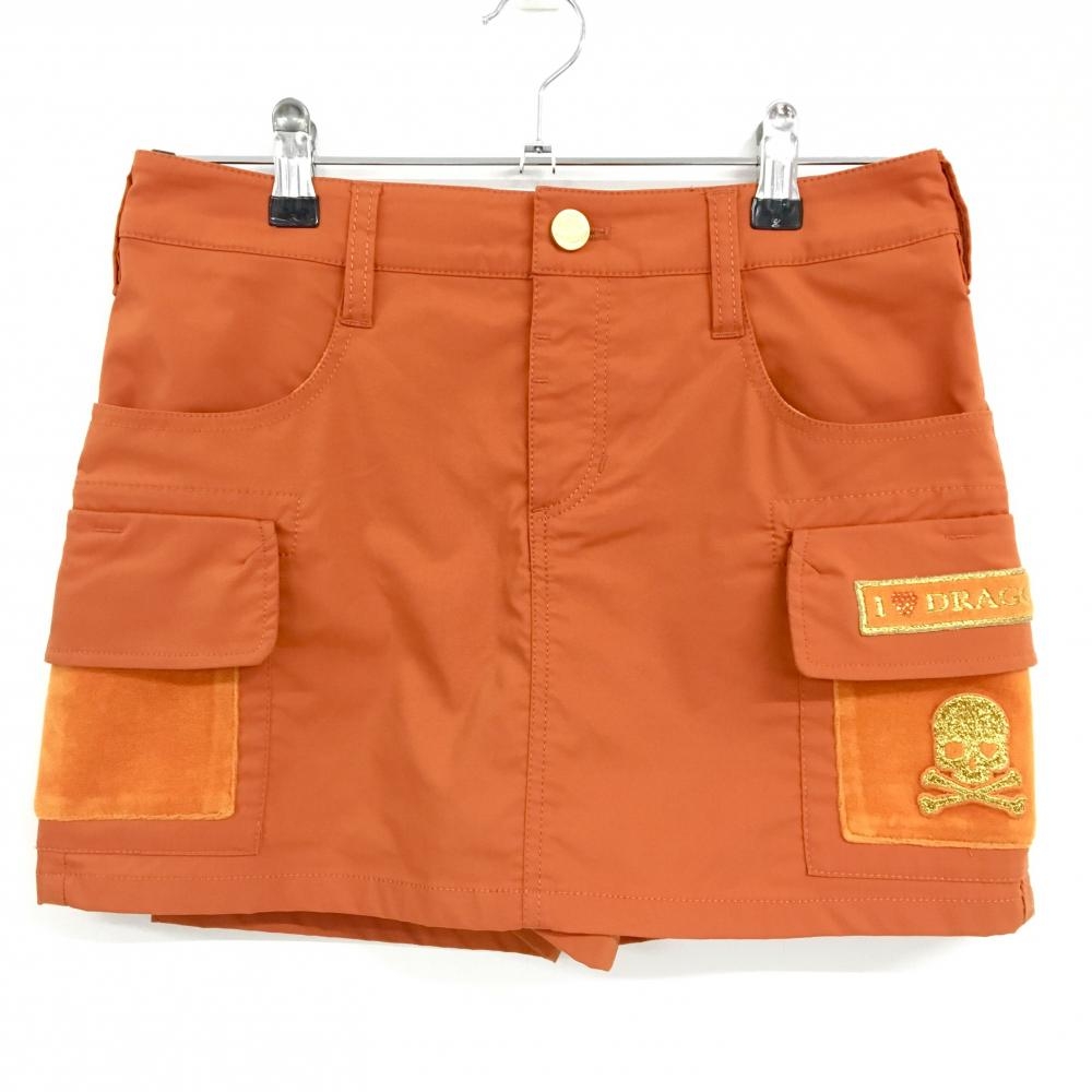 ダンスウィズドラゴン キュロットスカート オレンジ サイドポケット レディース 1(S) ゴルフウェア Dance With Dragon