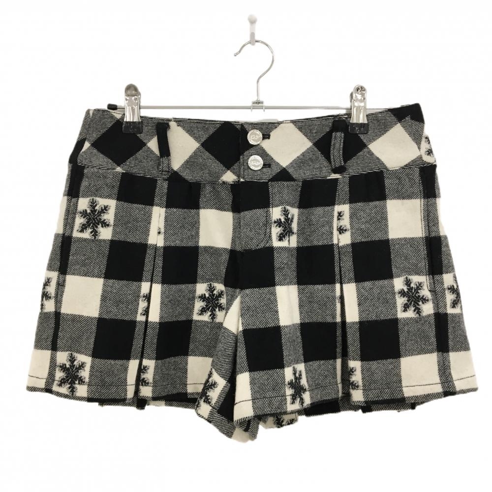 【美品】ダンスウィズドラゴン キュロットスカート 白×黒 チェック 裏地付き 起毛  レディース 3(L) ゴルフウェア Dance With Dragon