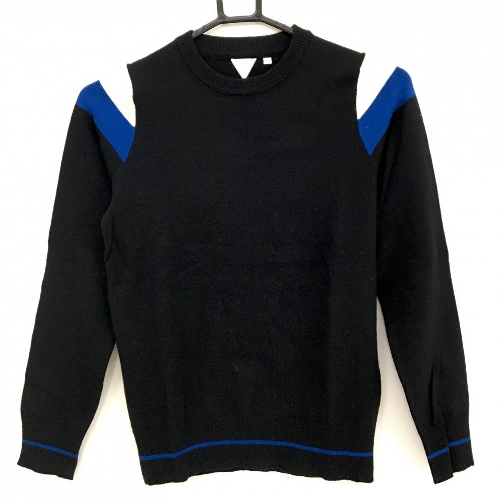 【美品】テーラーメイド セーター 黒×ブルー 袖ライン ウール混 ニット  レディース S ゴルフウェア TaylorMade