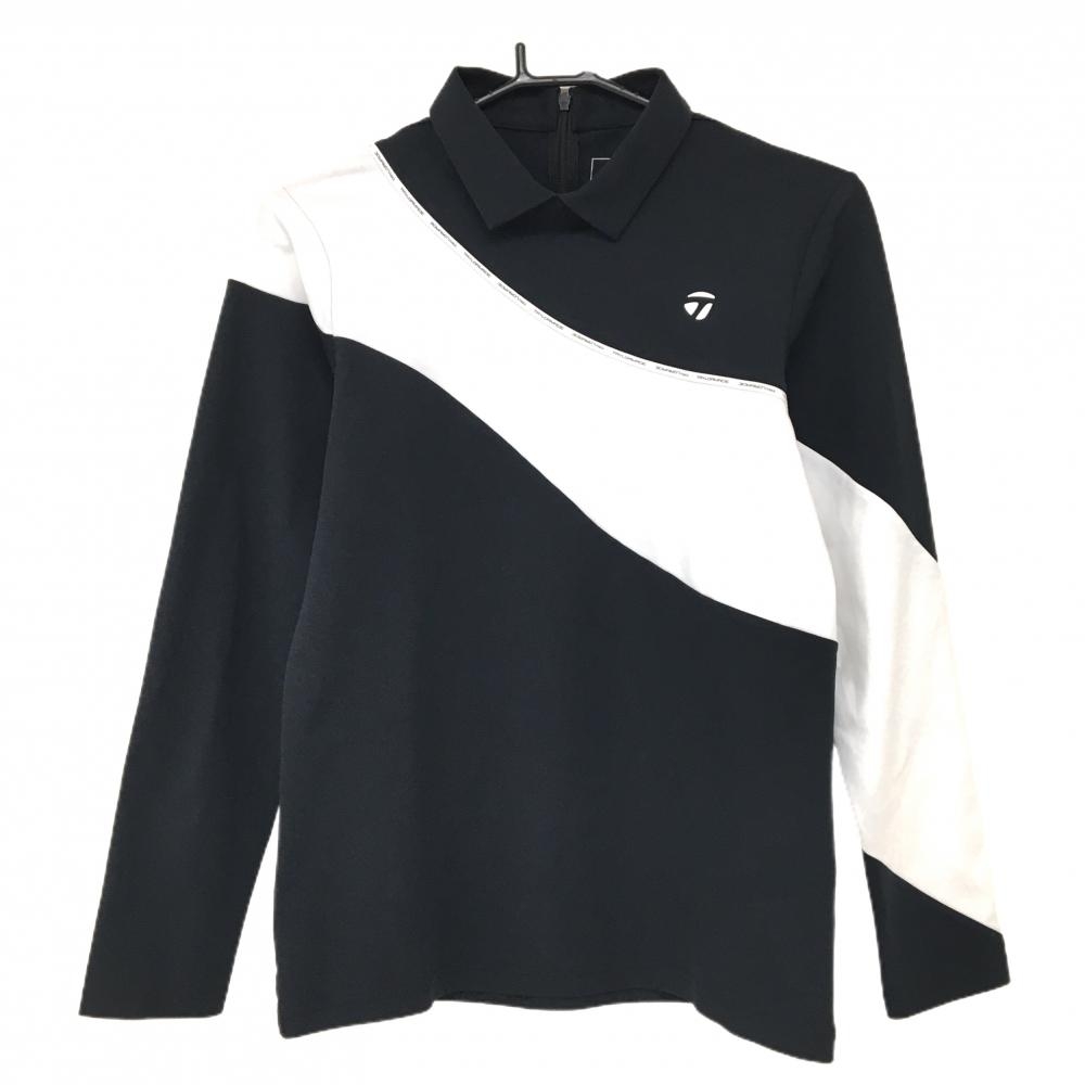 【超美品】テーラーメイド 襟付き長袖シャツ 黒×白 後ろハーフジップ レディース L ゴルフウェア TaylorMade