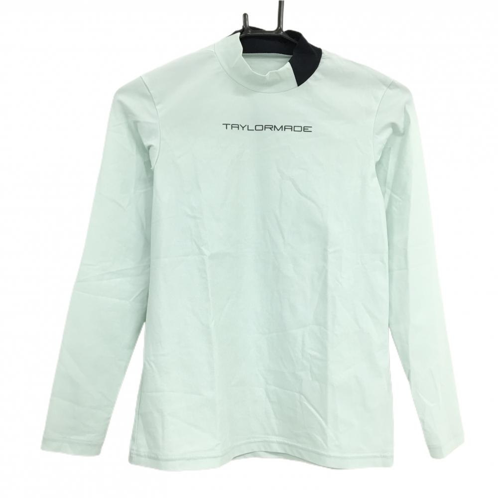 【超美品】テーラーメイド 長袖ハイネックシャツ ミントグリーン×黒 ロゴ ストレッチ レディース S ゴルフウェア TaylorMade