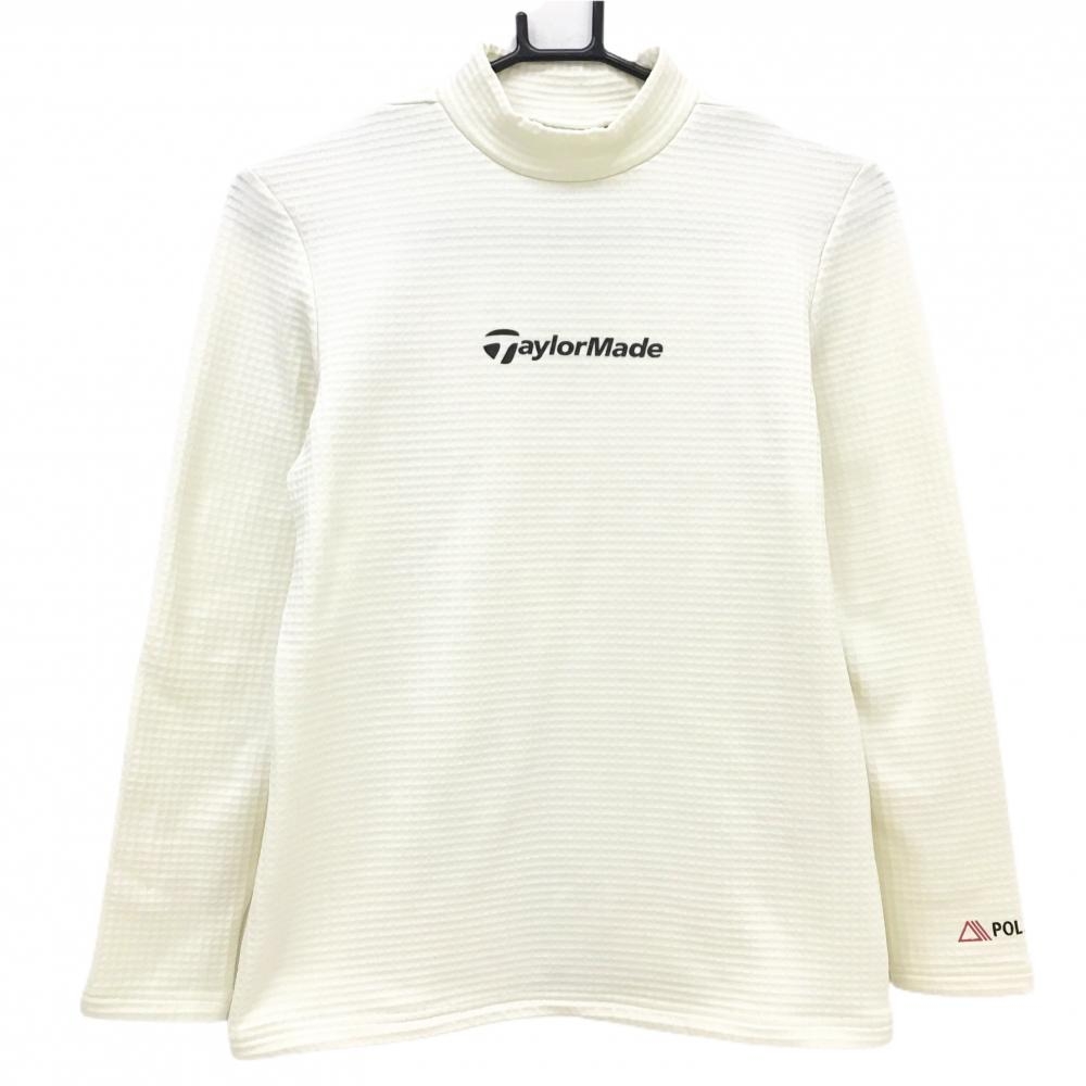 【超美品】テーラーメイド 長袖ハイネックシャツ アイボリー 裏起毛 ロゴ黒 レディース M ゴルフウェア TaylorMade