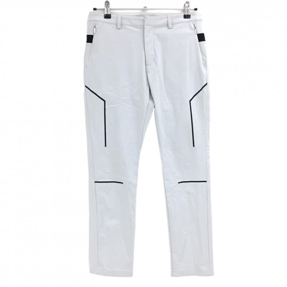 【美品】テーラーメイド パンツ ライトグレー×黒 ヒップライン バックロゴ ストレッチ レディース L ゴルフウェア TaylorMade