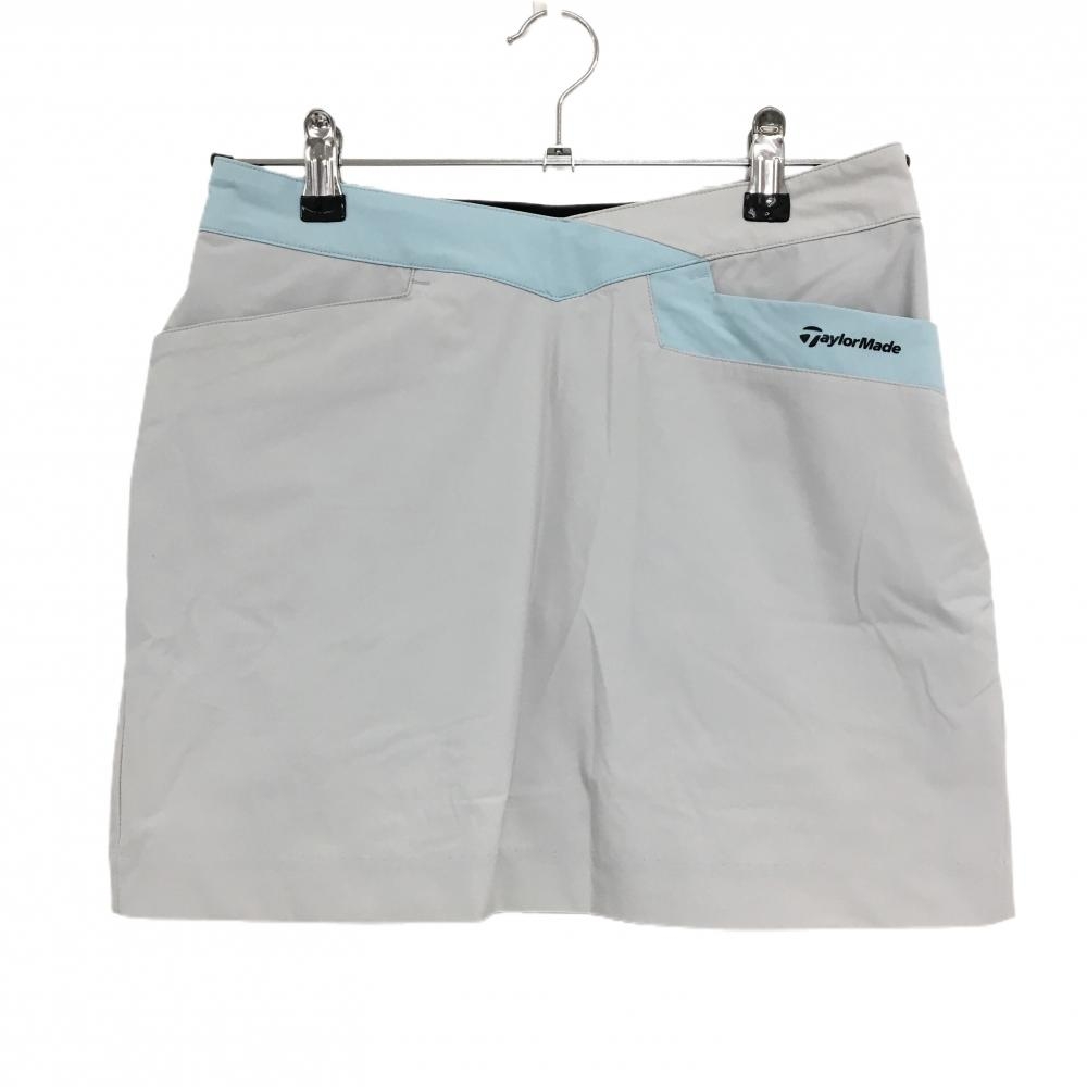 【美品】テーラーメイド スカート ライトグレー×ライトブルー ウエスト一部ゴム レディース S ゴルフウェア TaylorMade