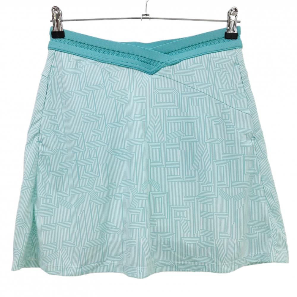 【超美品】テーラーメイド スカート ミントグリーン×白 ロゴ総柄 ウエストゴム 内側インナーパンツ レディース L ゴルフウェア TaylorMade