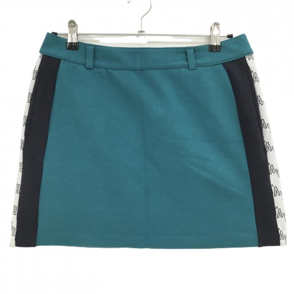 【超美品】テーラーメイド スカート ブルーグリーン×黒 サイドロゴライン 内側インナーパンツ  レディース O ゴルフウェア TaylorMade