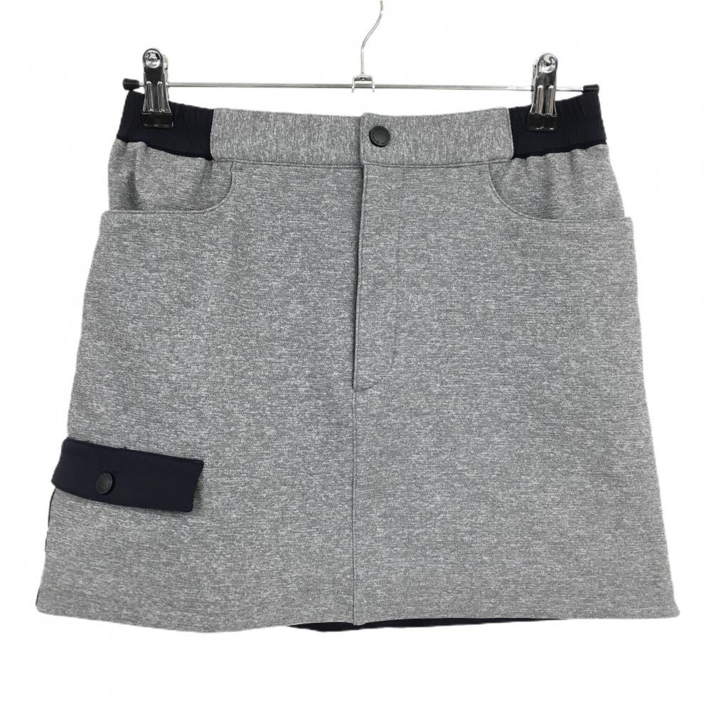 【超美品】テーラーメイド 異素材スカート グレー×ネイビー 後ナイロン ウエストゴム  レディース M ゴルフウェア TaylorMade