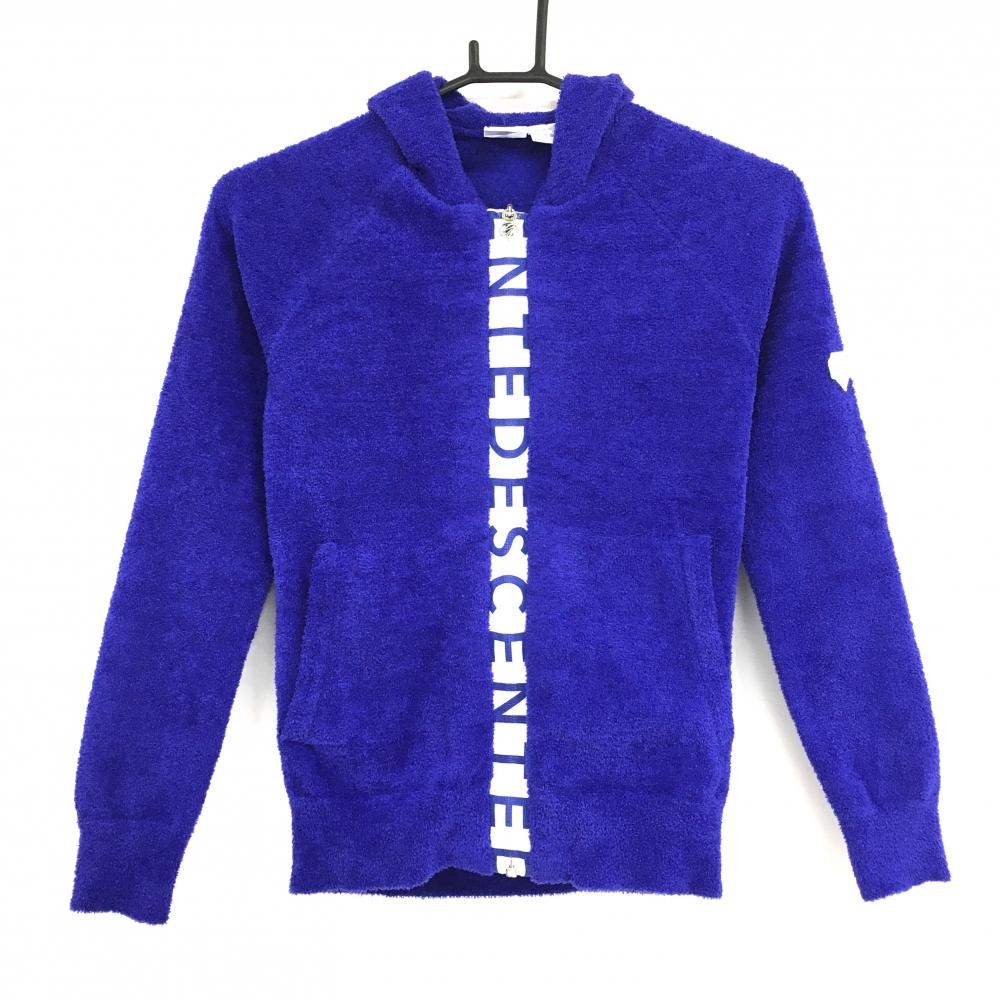 【超美品】デサントゴルフ ニットジップパーカー ブルー系 ジップロゴ ジャケット 中田英寿  レディース S ゴルフウェア DESCENTE