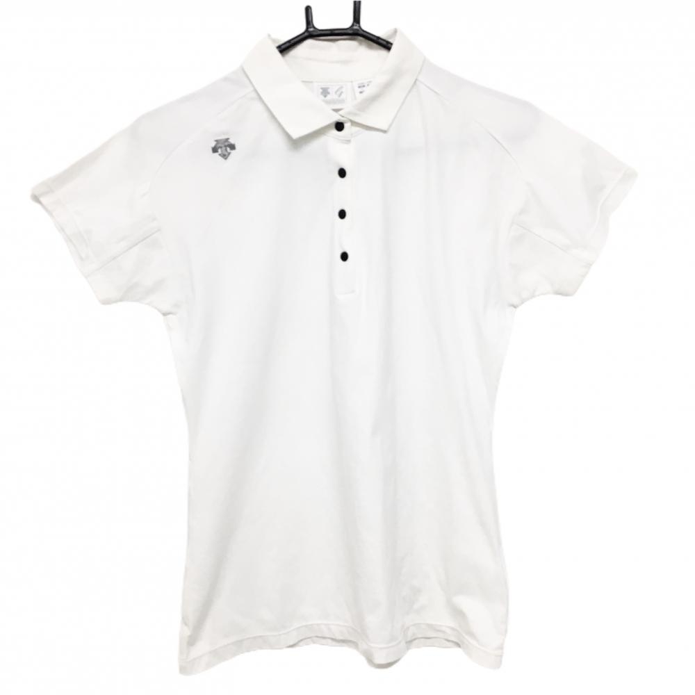 デサントゴルフ 半袖ポロシャツ 白 肩ロゴ 中田英寿  レディース L ゴルフウェア DESCENTE