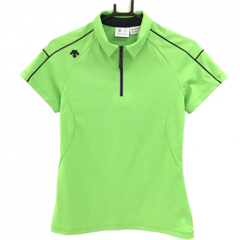 デサントゴルフ 半袖ポロシャツ ライトグリーン ハーフジップ 中田英寿  レディース L ゴルフウェア DESCENTE