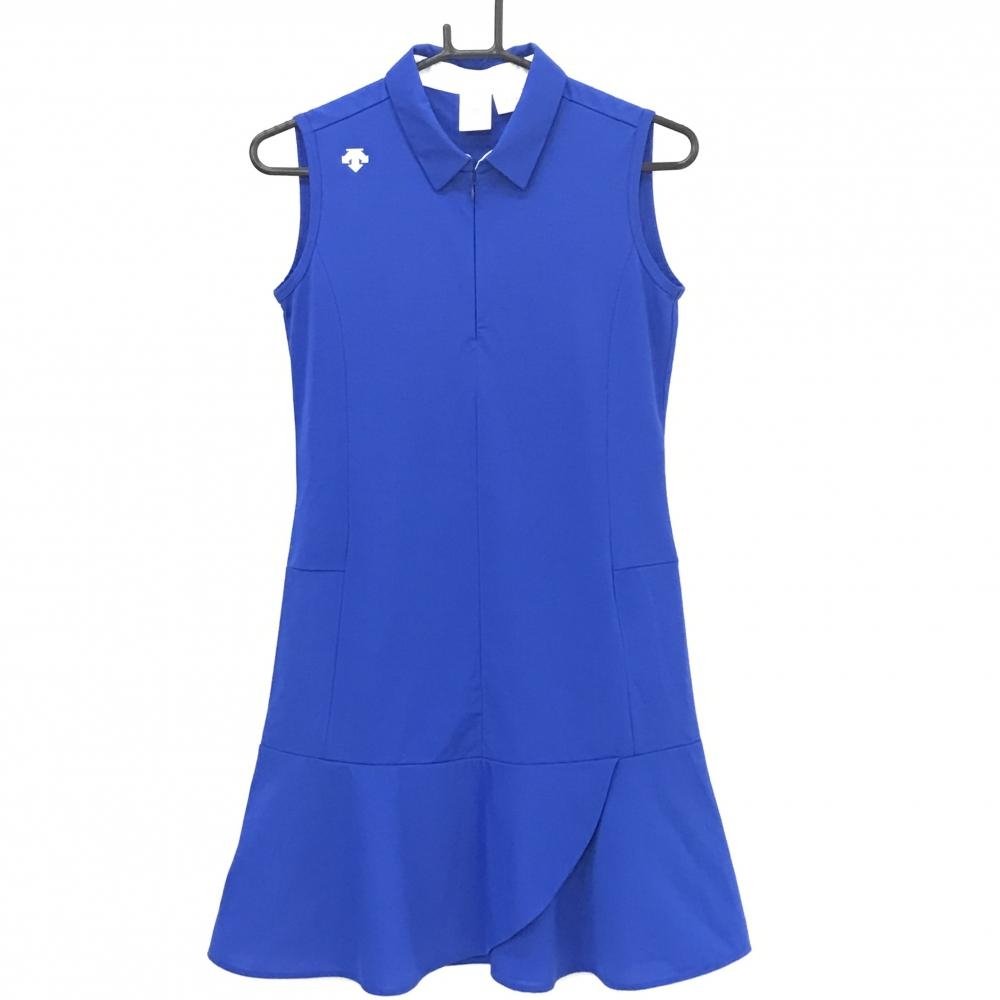 【美品】デサントゴルフ ノースリーブワンピース ブルー ハーフジップ 中田英寿  レディース M ゴルフウェア DESCENTE