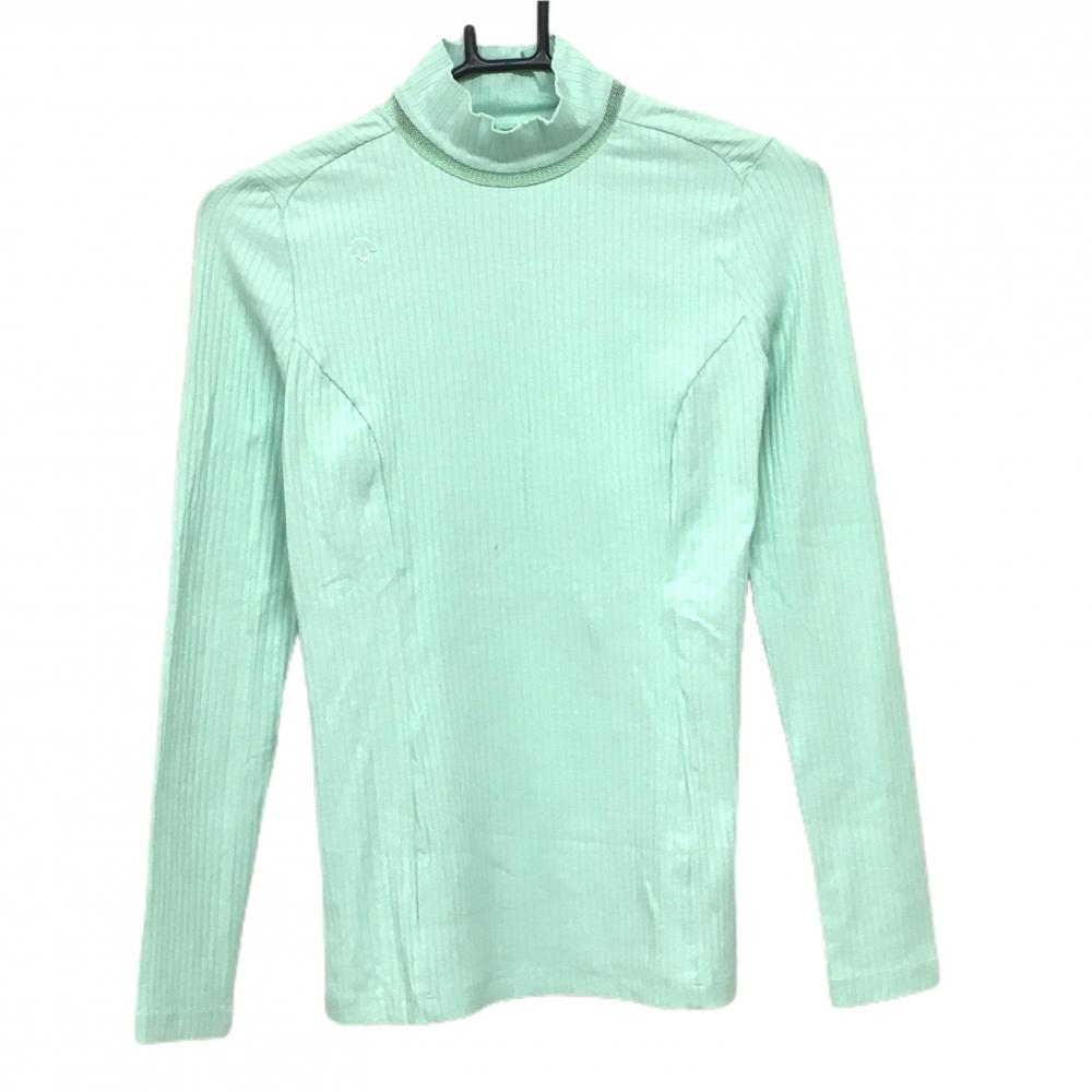 【超美品】デサントゴルフ 長袖ハイネックシャツ ミントグリーン 韓国モデル リブ  レディース S ゴルフウェア DESCENTE