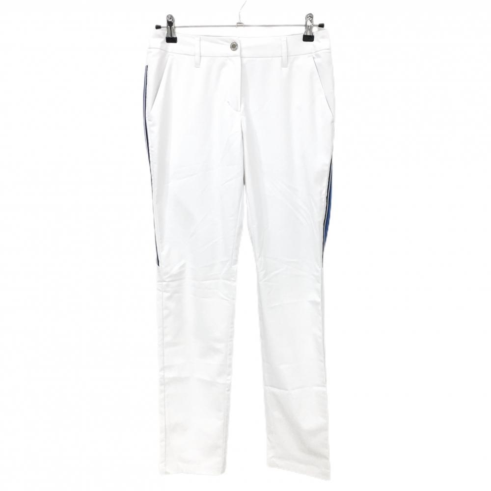 【美品】デサントゴルフ パンツ 白×ネイビー サイドライン 中田英寿 レディース 67/L ゴルフウェア DESCENTE