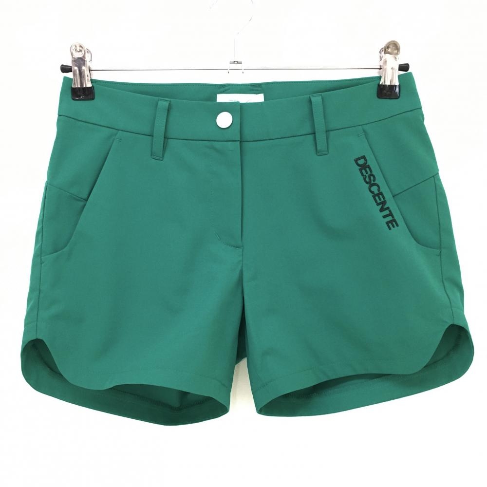 【超美品】デサントゴルフ ショートパンツ グリーン×黒 ポケット口ロゴ バイカラー 中田英寿 レディース 61/S ゴルフウェア DESCENTE