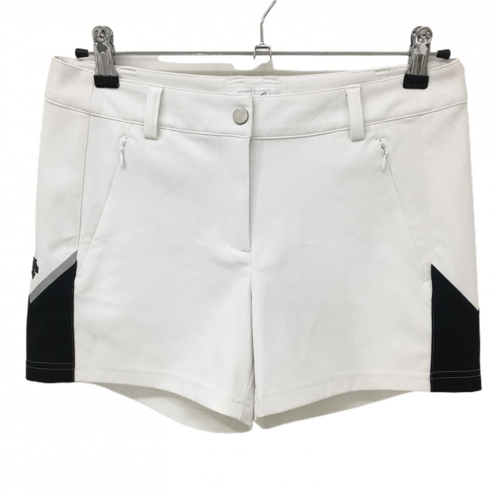 デサントゴルフ ショートパンツ 白×黒 サイドロゴ 中田英寿  レディース L ゴルフウェア DESCENTE