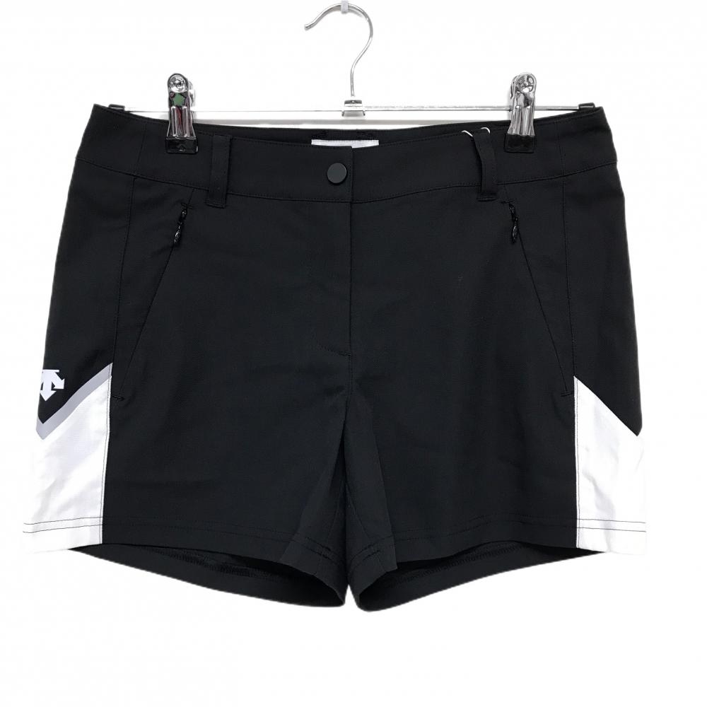 【新品】デサントゴルフ ショートパンツ 黒×白 バイカラー ストレッチ 中田英寿 レディース M ゴルフウェア DESCENTE