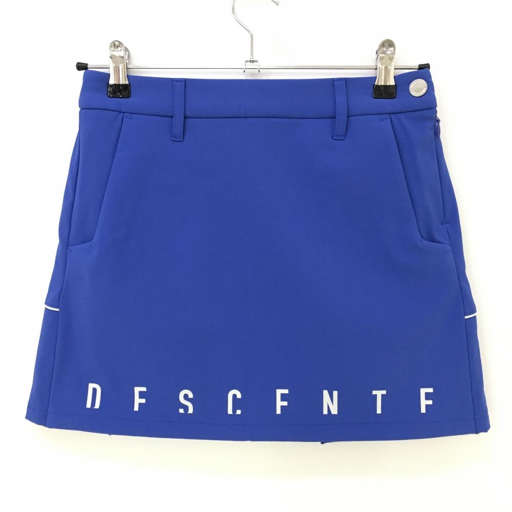【超美品】デサントゴルフ スカート ブルー×白 後ろ裾プリーツ 裏起毛 ストレッチ レディース 58/SS ゴルフウェア 2021年モデル DESCENTE