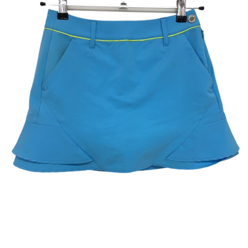 【美品】デサントゴルフ スカート ライトブルー×イエロー 中田英寿  レディース SS ゴルフウェア 2022年モデル DESCENTE