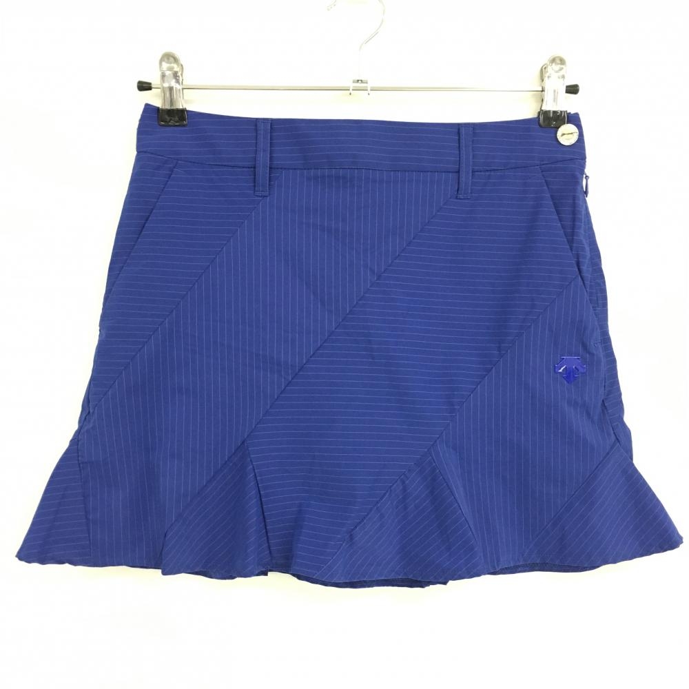 【美品】デサントゴルフ スカート ブルー×白 細ストライプ 細ボーダー 中田英寿 レディース 61/S ゴルフウェア 2022年モデル DESCENTE