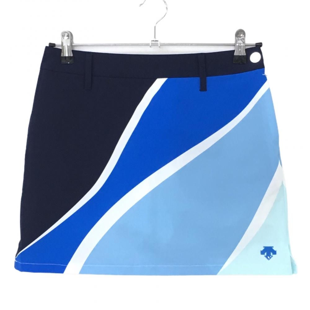 【超美品】デサントゴルフ スカート ネイビー×ブルー×白 ストレッチ 中田英寿  レディース 61/S(S) ゴルフウェア DESCENTE