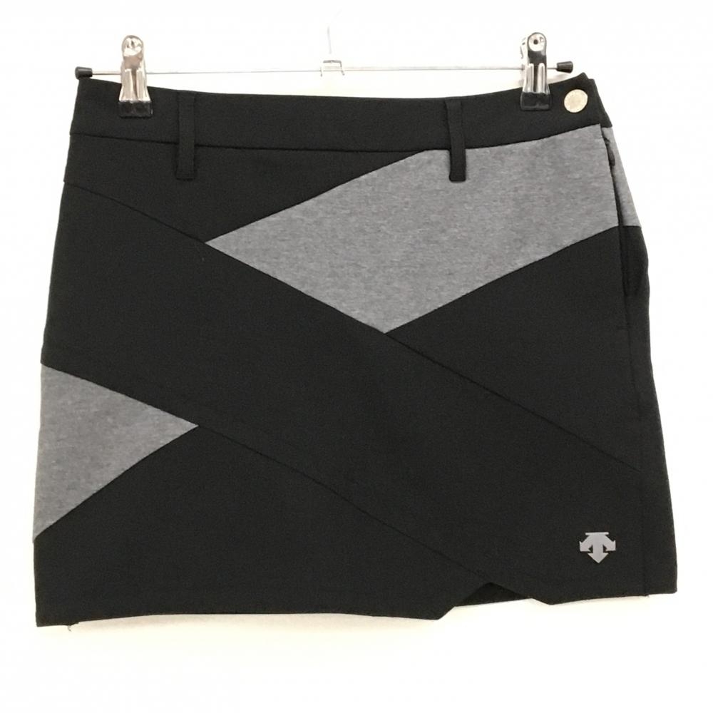 【超美品】デサントゴルフ スカート 黒×グレー 切替 ストレッチ 中田英寿 レディース 61/S ゴルフウェア DESCENTE