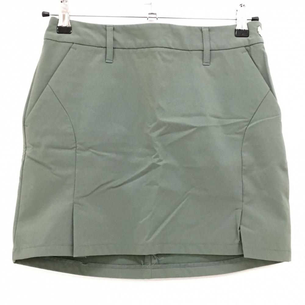【超美品】デサントゴルフ スカート グリーン 裏微起毛 ストレッチ 中田英寿 レディース 61/S ゴルフウェア DESCENTE