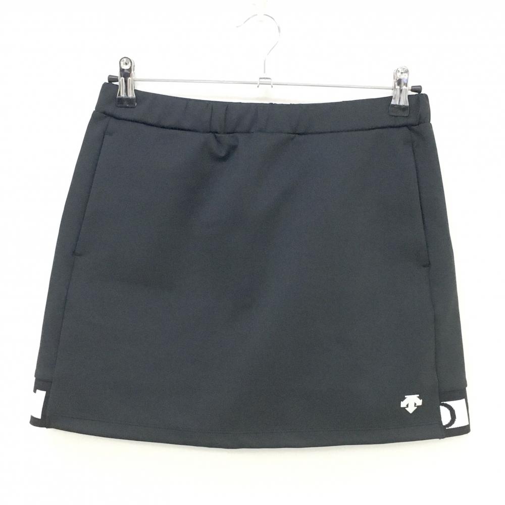 【超美品】デサントゴルフ ストレッチスカート 黒×白 裾ロゴ ウエストゴム 中田英寿 レディース L ゴルフウェア DESCENTE