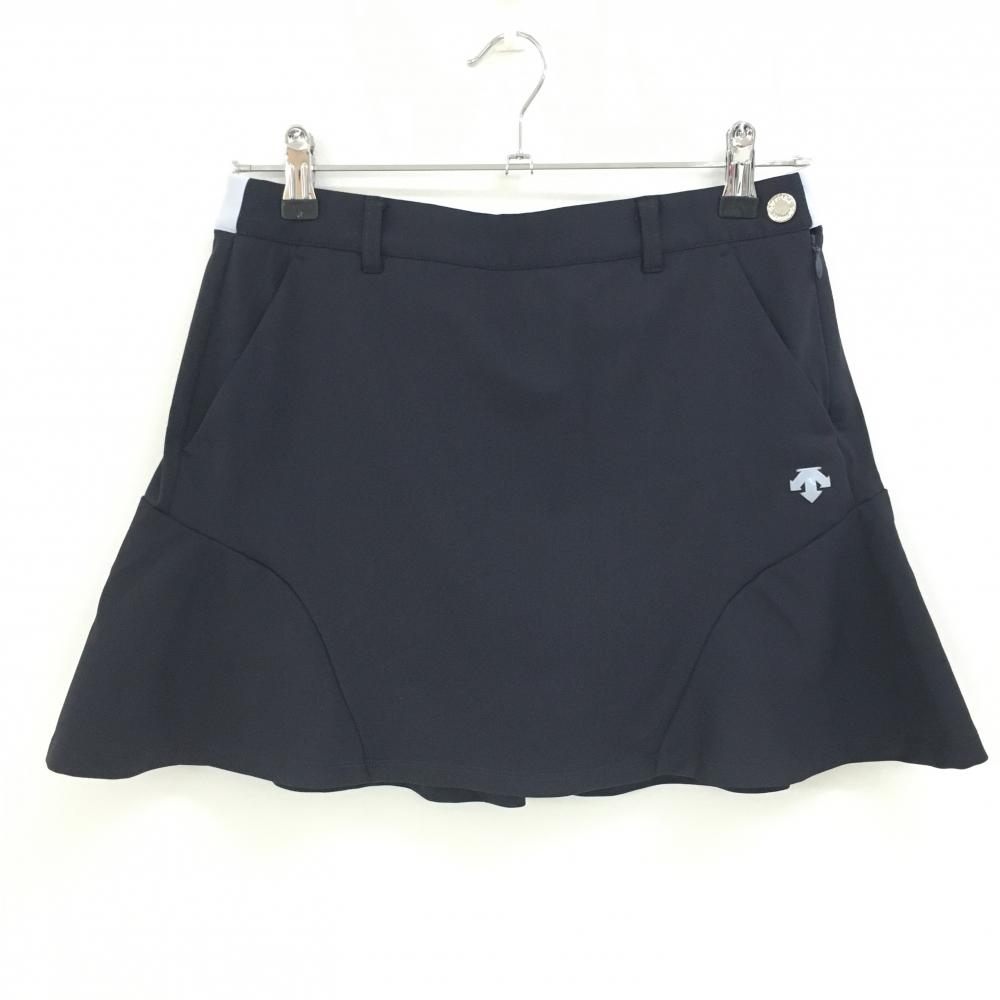 【超美品】デサントゴルフ スカート ネイビー×ライトブルー ベルト部ロゴ 中田英寿 レディース 64/M ゴルフウェア 2023年モデル DESCENTE