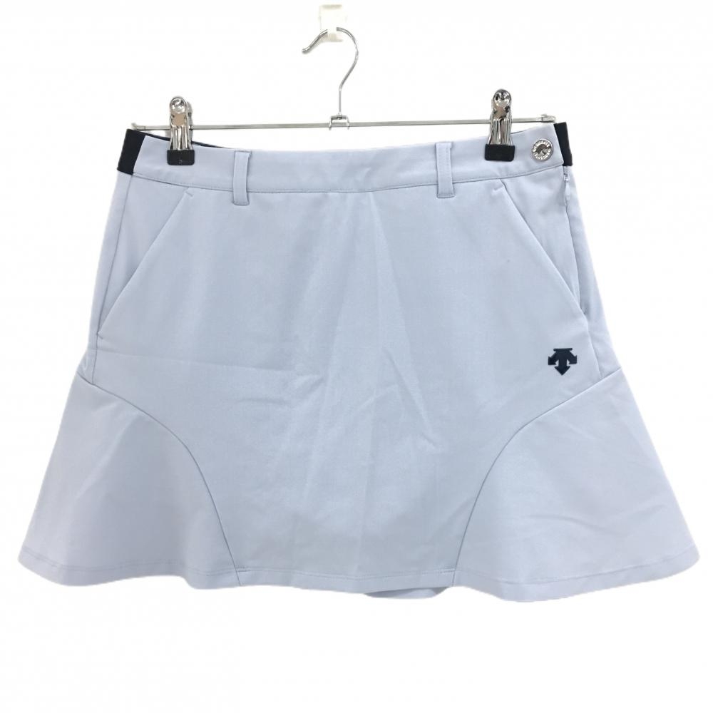 【超美品】デサントゴルフ スカート ライトブルー×ネイビー ベルト部ロゴ 中田英寿 レディース 64/M ゴルフウェア 2023年モデル DESCENTE
