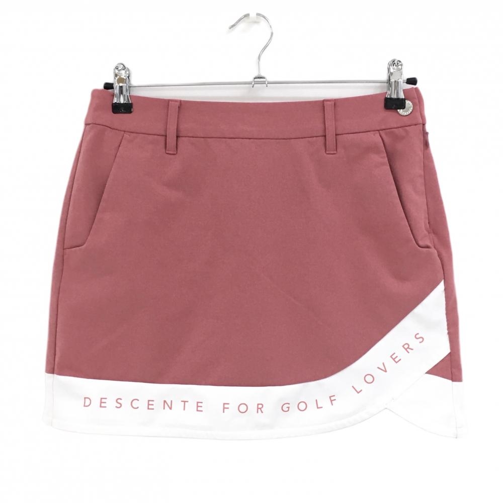 デサントゴルフ ストレッチスカート ピンク×白 中田英寿 内側インナーパンツ レディース 67/L ゴルフウェア DESCENTE