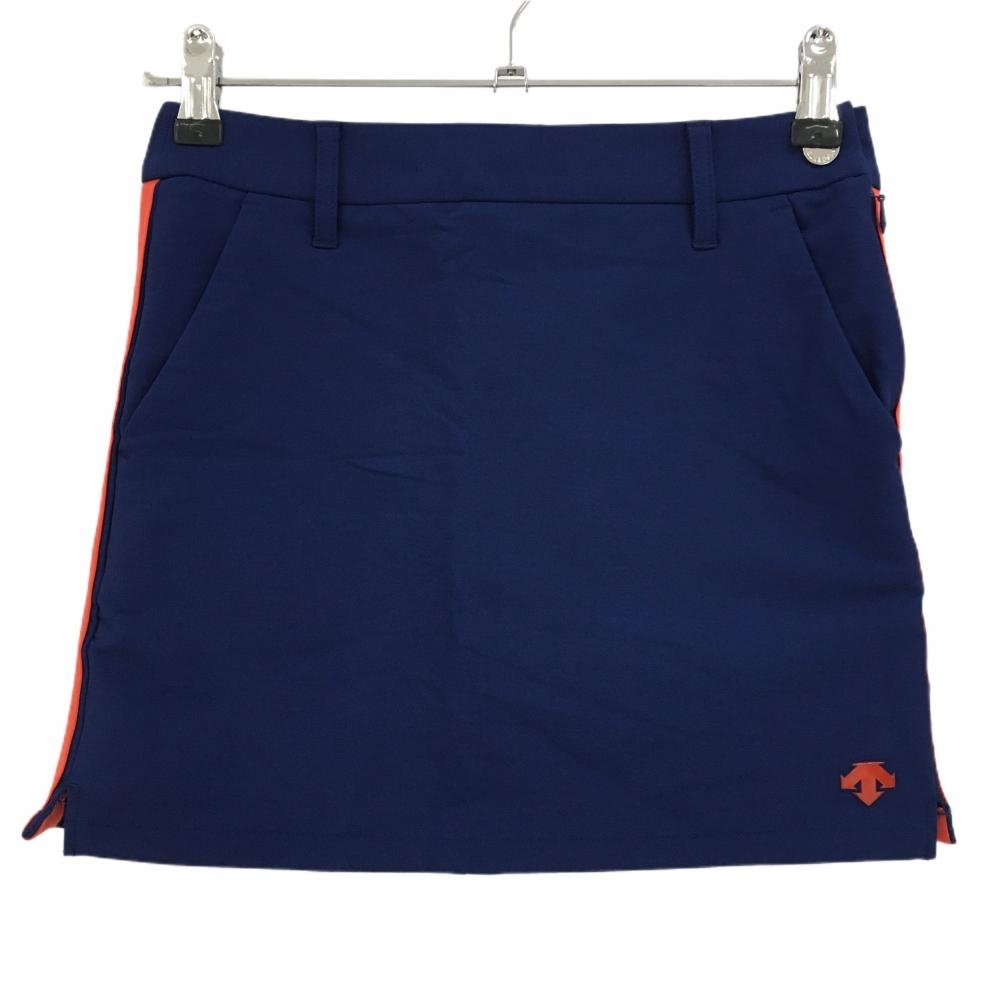【超美品】デサントゴルフ スカート ネイビー×レッド ストレッチ サイドロゴ 中田英寿 レディース 58/SS ゴルフウェア DESCENTE
