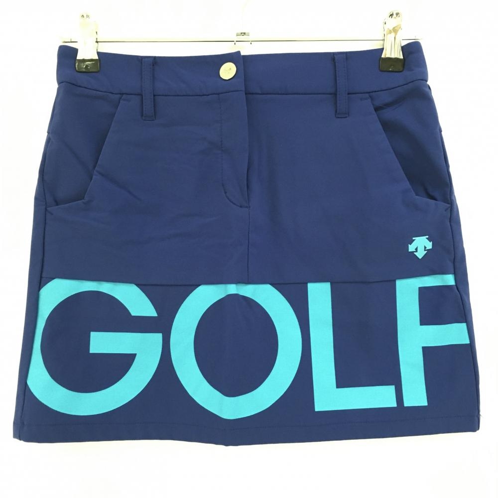 デサントゴルフ スカート ネイビー×ライトブルー 裏起毛 ストレッチ 中田英寿  レディース 61/S ゴルフウェア DESCENTE