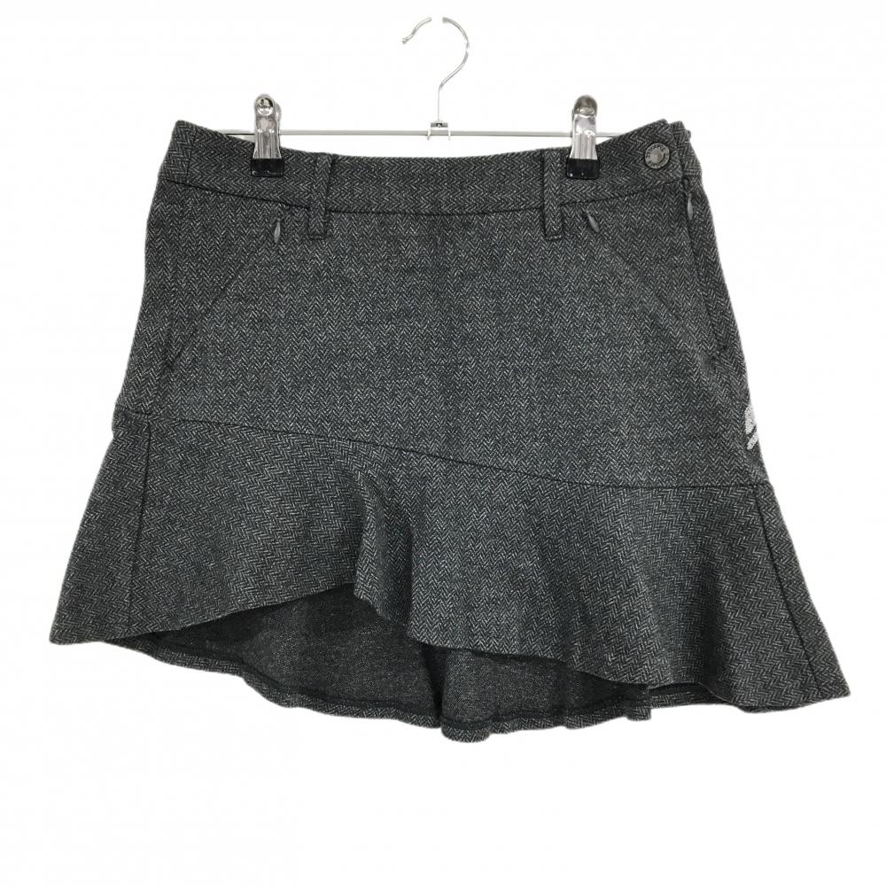 【超美品】デサントゴルフ スカート グレー ヘリンボーン織生地 裾フリル 表微起毛 中田英寿 レディース 61/S ゴルフウェア DESCENTE