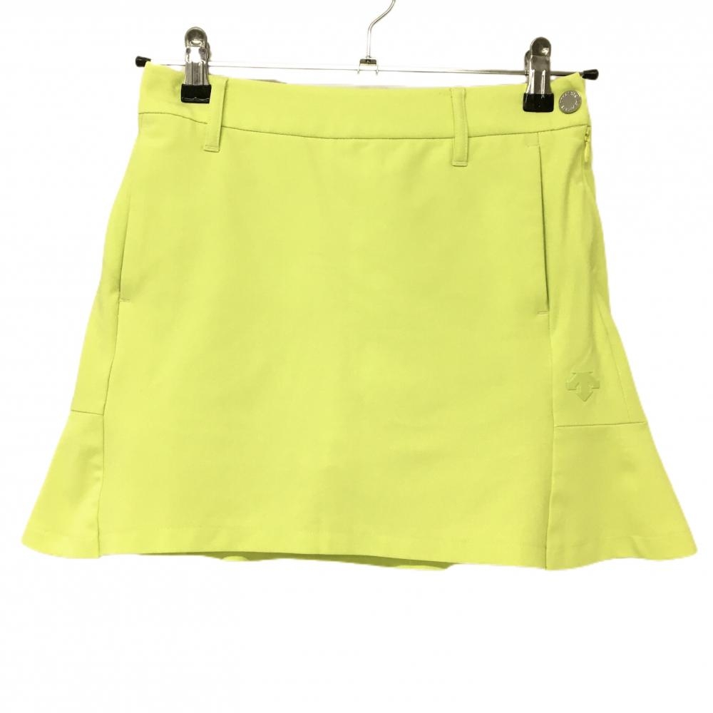 【超美品】デサントゴルフ スカート グリーンイエロー ストレッチ 内側インナーパンツ 中田英寿 レディース 58/SS ゴルフウェア DESCENTE