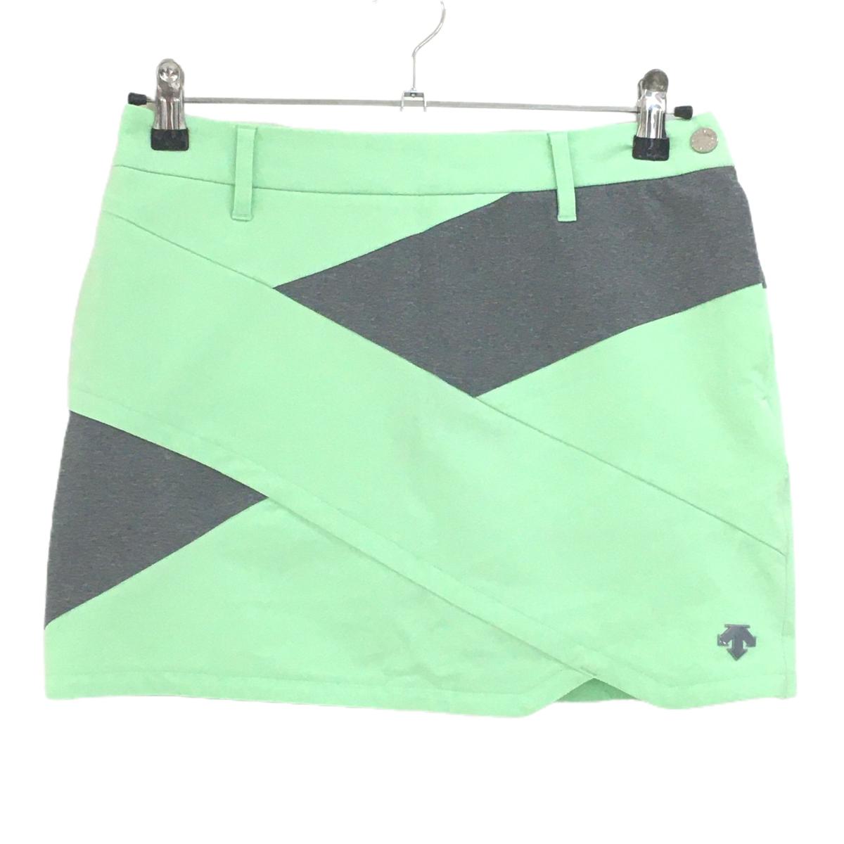 【美品】デサントゴルフ ストレッチスカート ライトグリーン×グレー 中田英寿  レディース 64/M ゴルフウェア DESCENTE