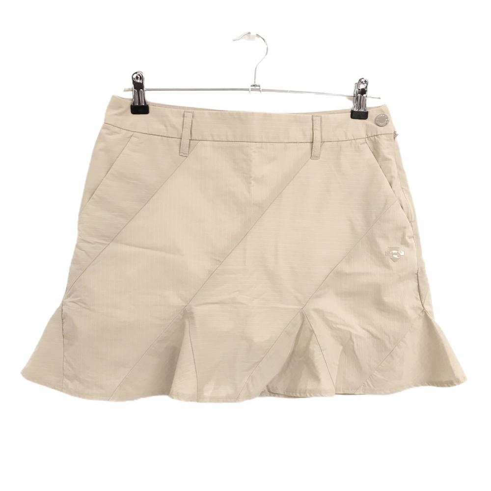 デサントゴルフ スカート ベージュ ストライプ ロゴ 内側インナーパンツ 中田英寿  レディース 70/O ゴルフウェア DESCENTE