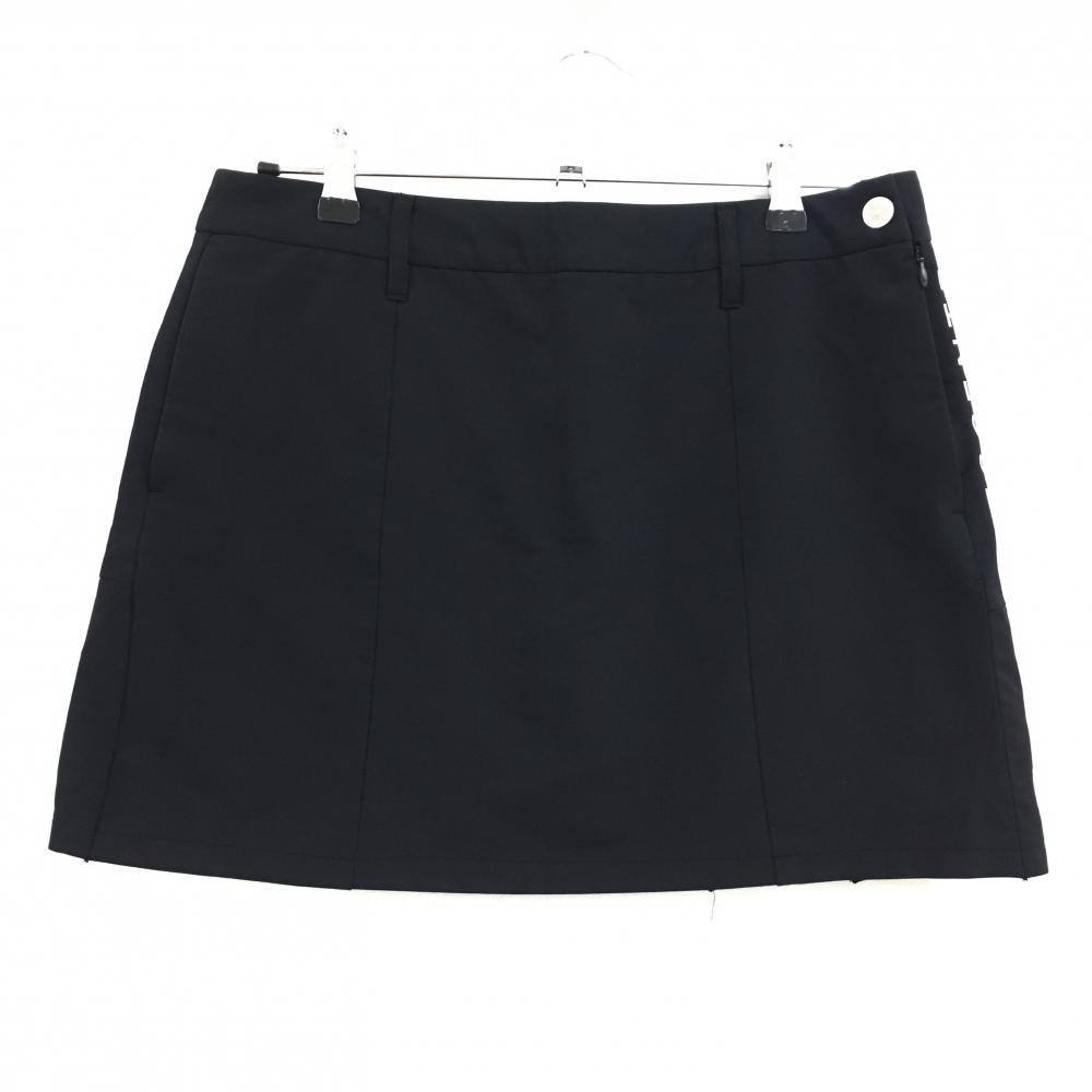 【超美品】デサントゴルフ スカート 黒×白 後ろ裾プリーツ ロゴ 内側インナーパンツ 中田英寿 レディース 70/O ゴルフウェア DESCENTE