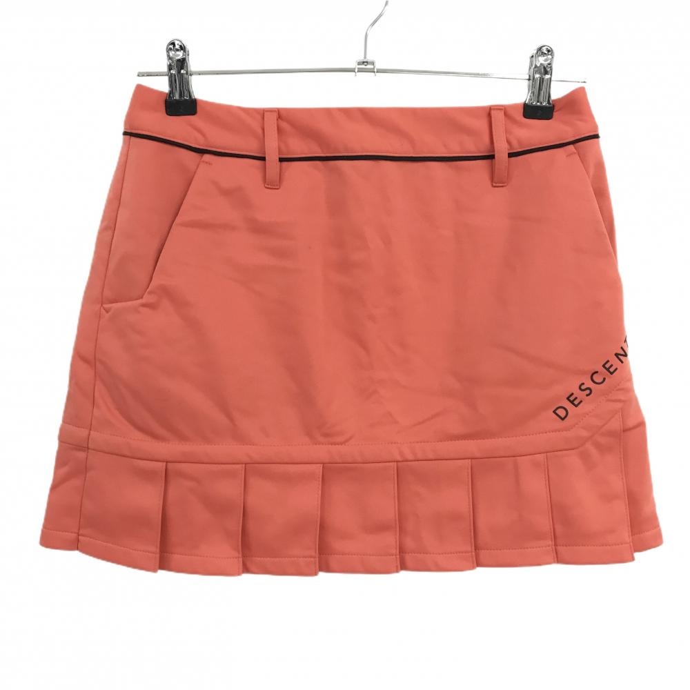 【美品】デサントゴルフ スカート レッド×黒 裾プリーツ 裏微起毛 中田英寿 レディース 64/M ゴルフウェア DESCENTE