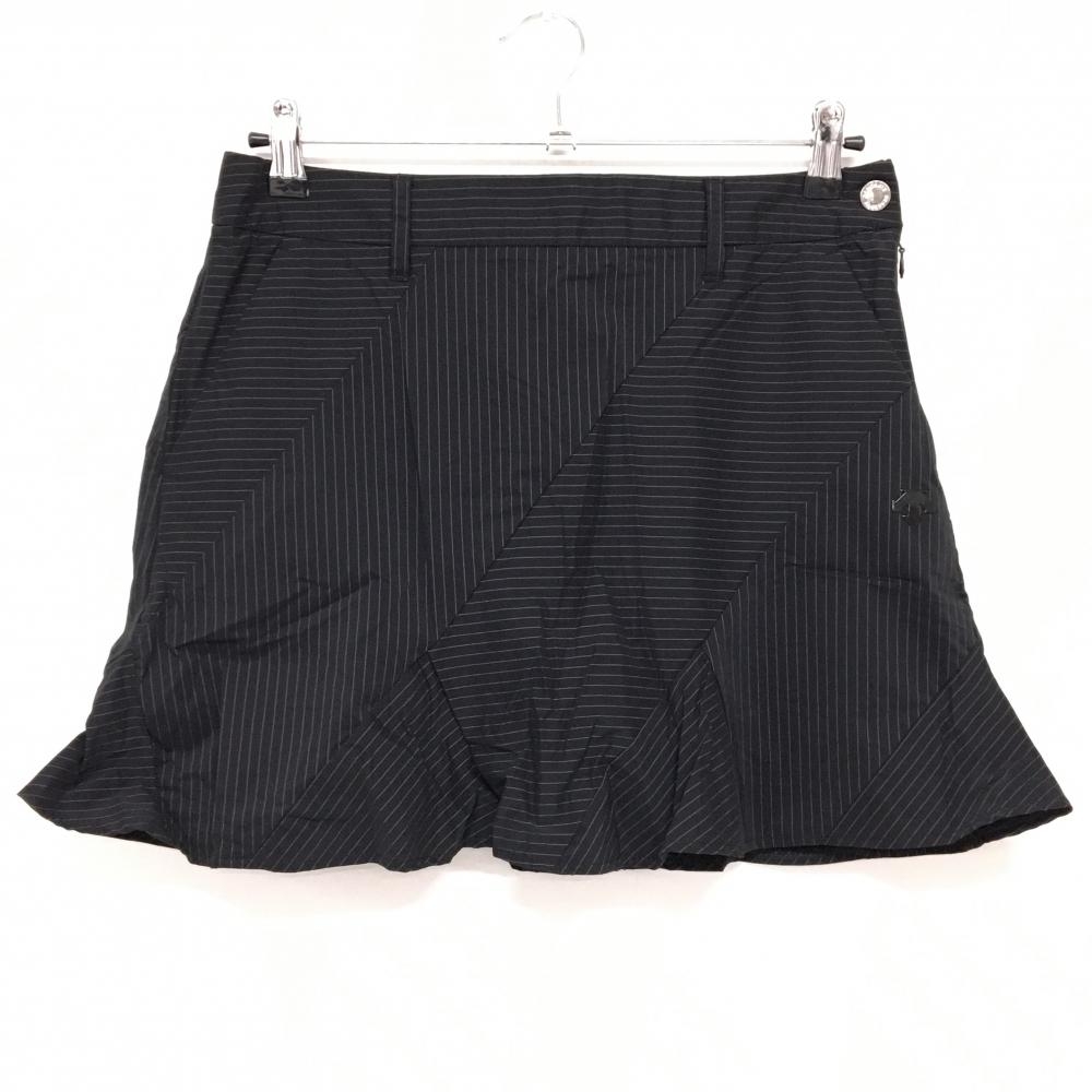 【超美品】デサントゴルフ スカート 黒×白 ストライプ 裾フリル 中田英寿 レディース 70/0 ゴルフウェア DESCENTE