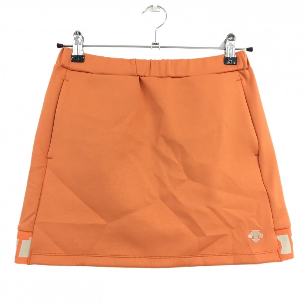 【超美品】デサントゴルフ ストレッチスカート オレンジ ダンボールニット ウエストゴム＆調節紐  レディース S ゴルフウェア DESCENTE