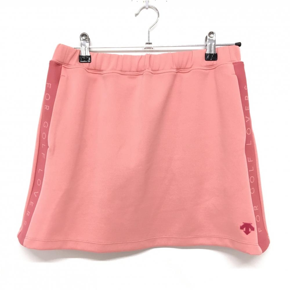 【美品】デサントゴルフ スカート ピンク サイドロゴライン ストレッチ 中田英寿 レディース L ゴルフウェア DESCENTE