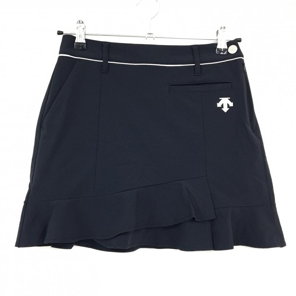 【美品】デサントゴルフ スカート 黒×白 裾フレア 中田英寿 レディース 64(M) ゴルフウェア DESCENTE