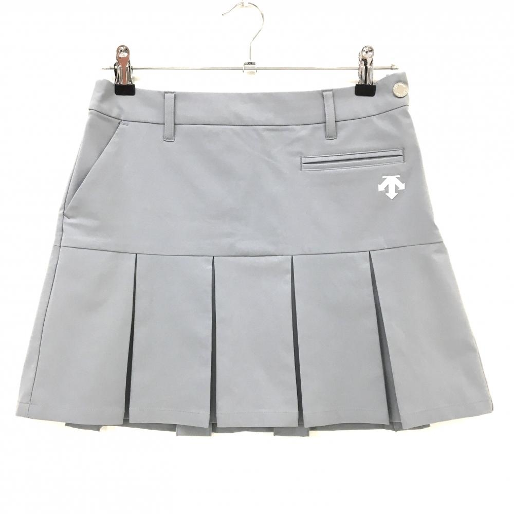 【超美品】デサントゴルフ プリーツスカート グレー ストレッチ ボックスプリーツ レディース 67/L ゴルフウェア DESCENTE