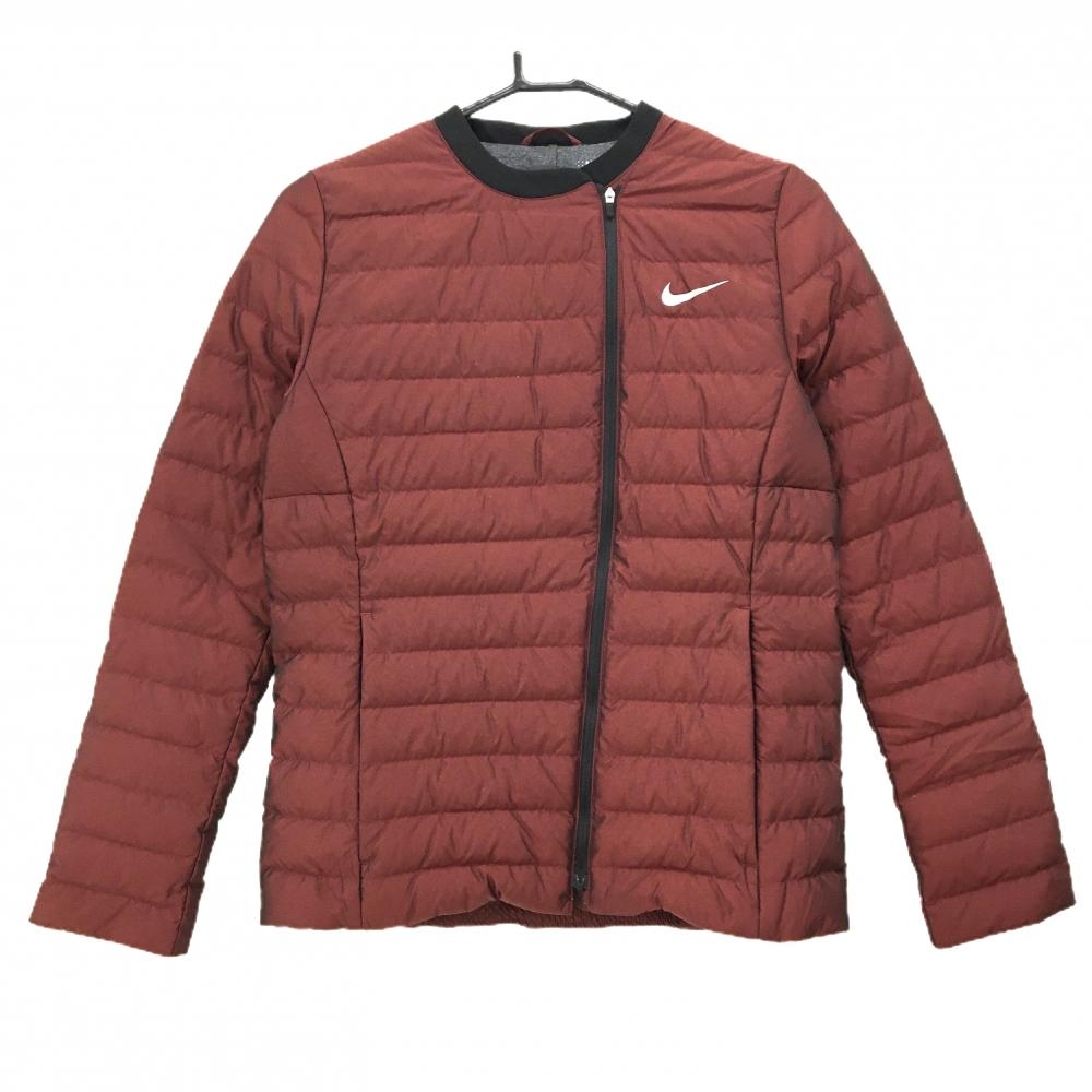 【超美品】ナイキゴルフ ダウンジャケット ダークレッド ダウン85％ フェザー15％ レディース M ゴルフウェア NIKE