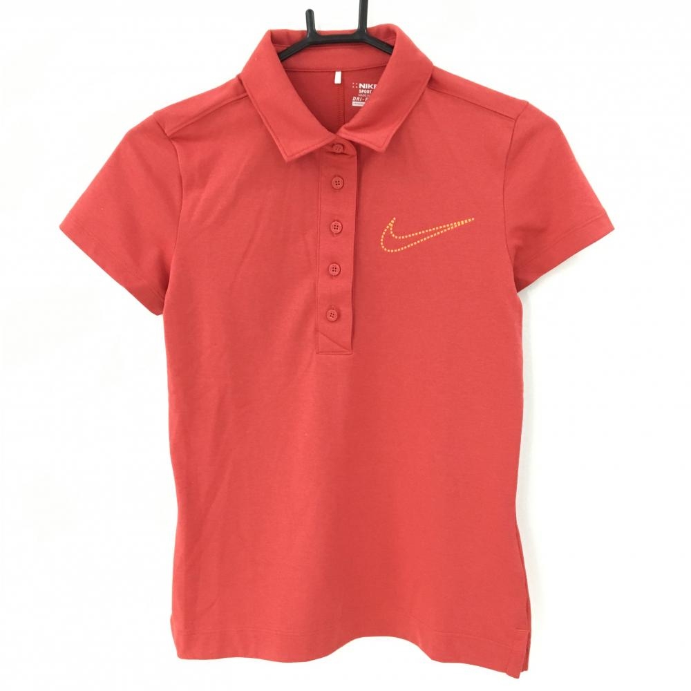 【超美品】ナイキ 半袖ポロシャツ オレンジ ロゴプリント シンプル レディース M ゴルフウェア NIKE